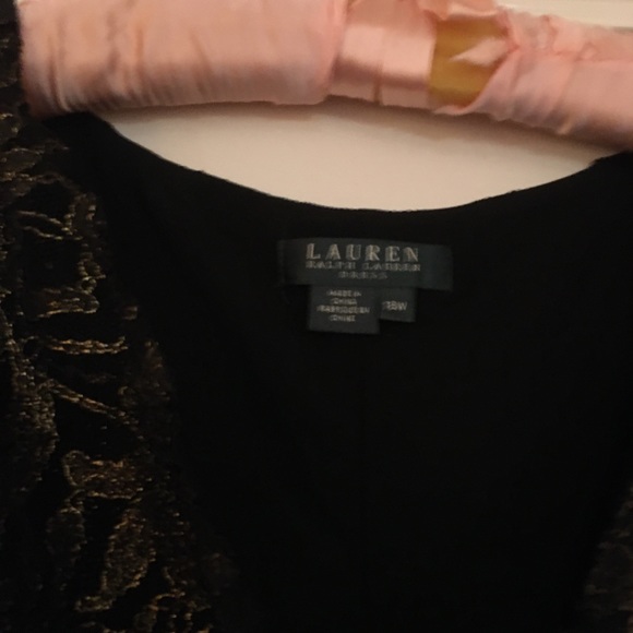 Lauren Ralph Lauren 18W Black & Gold Lace Dress - Picture 5 of 6